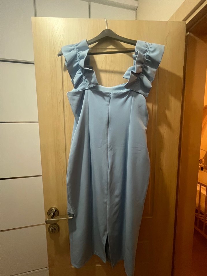 Mavi Drapeli Uzun Abiye Elbise - Görsel 2