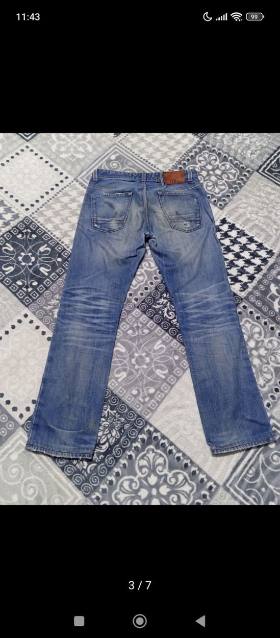 Gri Mavi Erkek Yırtık Denim Jean - Görsel 2