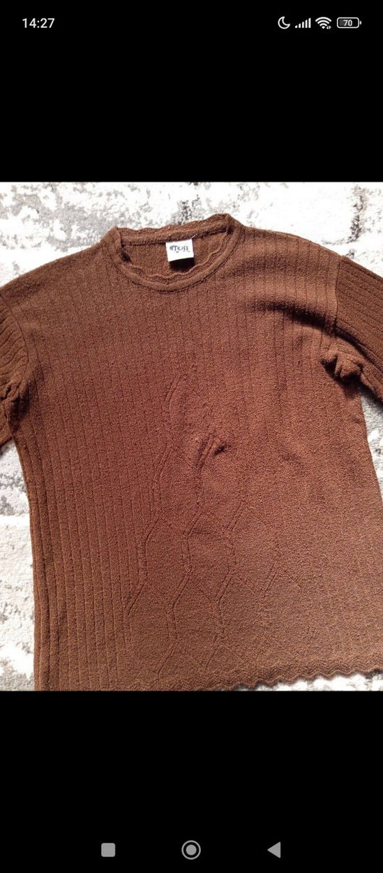 Kadın Kahverengi Örgü Uzun Kollu Kazak - Görsel 3