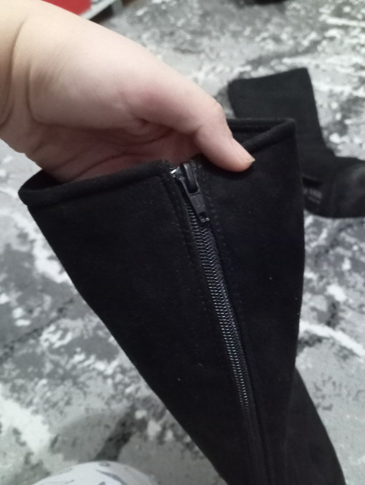 Siyah Süet Dizüstü Topuklu Kadın Çizme - Görsel 5