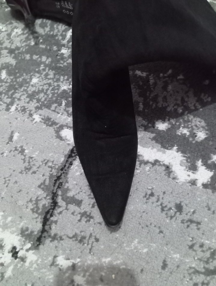 Siyah Süet Dizüstü Topuklu Kadın Çizme - Görsel 4