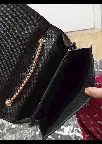 Kürk Detaylı Siyah Deri Kadın Çanta - Görsel 2