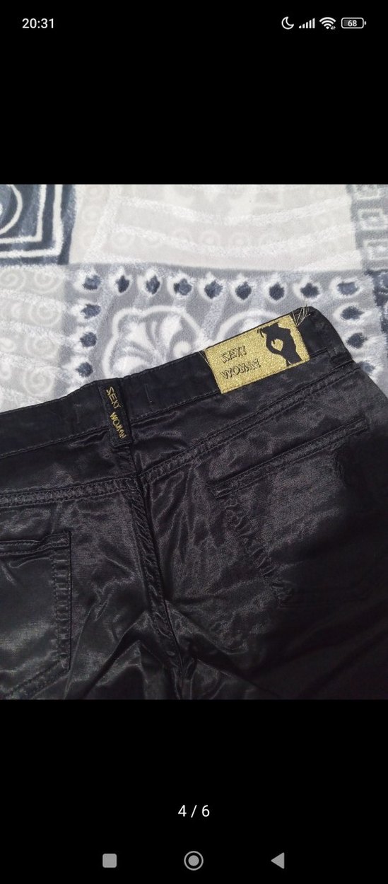 Düğmeli Siyah Bağlama Desenli Kadın Jean - Görsel 2