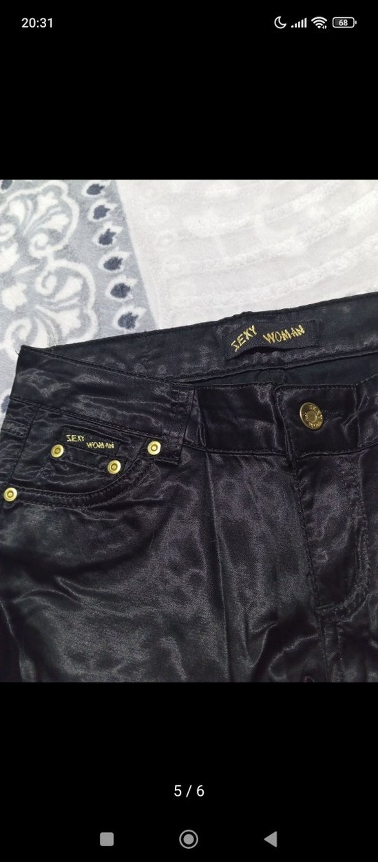 Düğmeli Siyah Bağlama Desenli Kadın Jean - Görsel 3