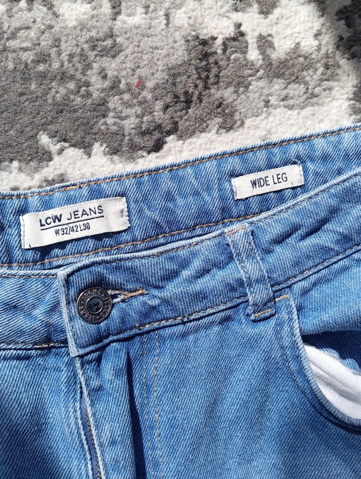 Kadın Mavi Bol Kesim Midi Kot Pantolon - Görsel 3