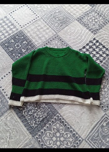 Renkli Çizgili Kadın Triko Kazak - Görsel 2