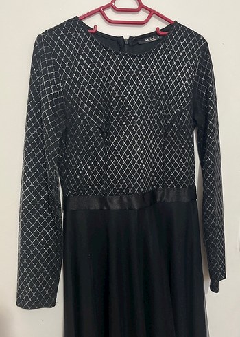 Simli siyah eteği tül abiye - Görsel 2