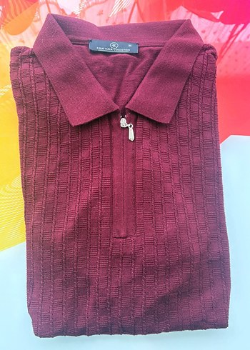 Bordo triko Erkek Polo Tişört - Görsel 2