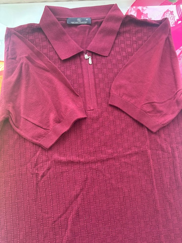 Bordo triko Erkek Polo Tişört - Görsel 3