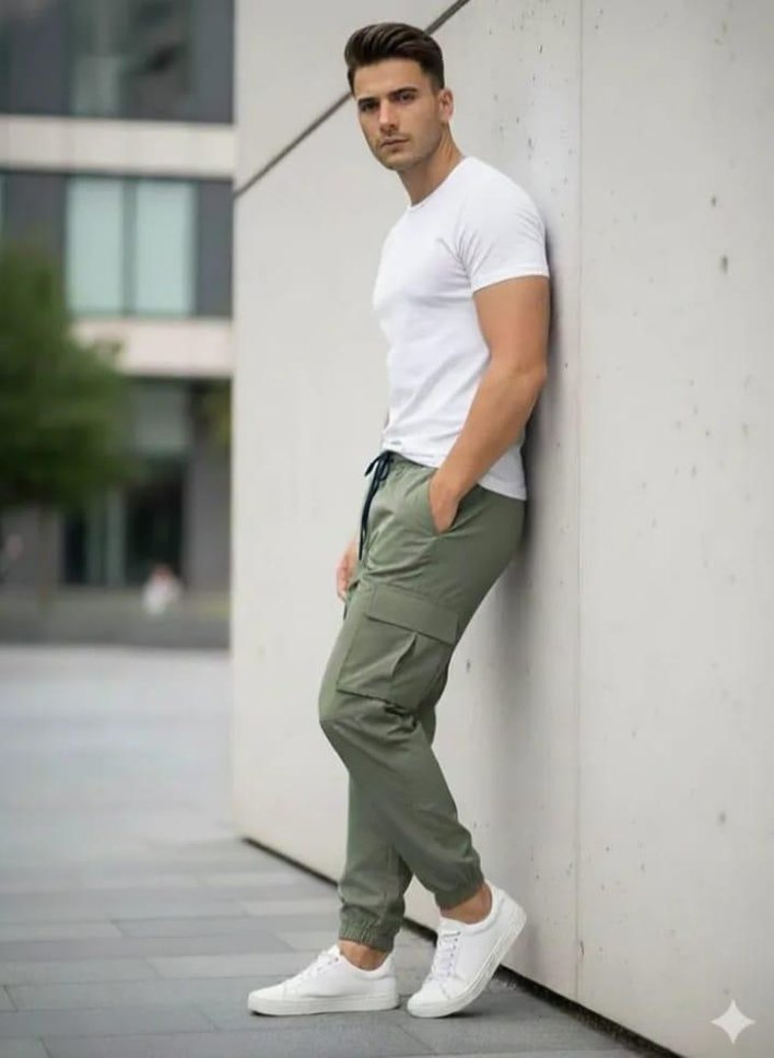 Erkek yeşil Kamuflaj Rahat Kesim Pantolon - Görsel 4