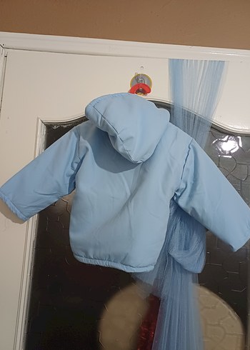 Kapüşonlu Nakışlı Mavi Erkek Çocuk Mont - Görsel 2