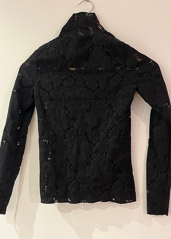 Mudo Dantel İşlemeli Siyah Balıkçı Yaka Bluz - Görsel 4