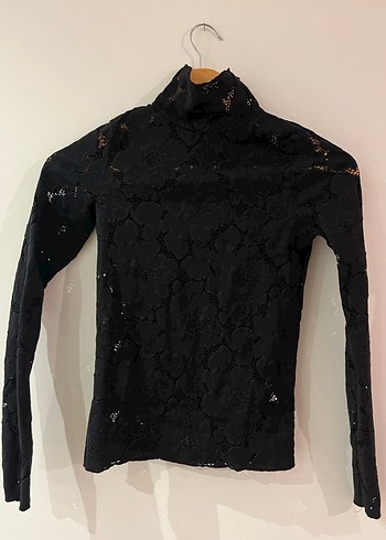 Mudo Dantel İşlemeli Siyah Balıkçı Yaka Bluz - Görsel 7