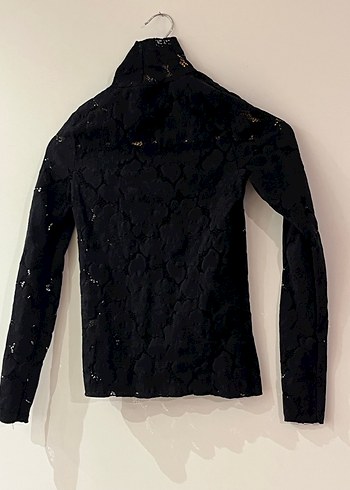 Mudo Dantel İşlemeli Siyah Balıkçı Yaka Bluz - Görsel 3