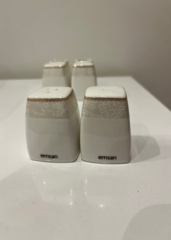 Emsan Beyaz Gri Tuzluk ve Biberlik Seti - Görsel 3