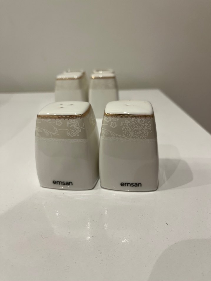 Emsan Beyaz Gri Tuzluk ve Biberlik Seti - Görsel 3