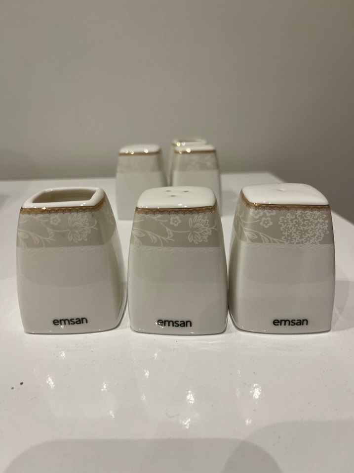 Emsan Beyaz Gri Tuzluk ve Biberlik Seti - Görsel 4