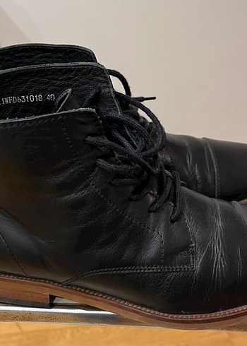 Erkek Siyah Hakiki Deri Bağcıklı Bot - Görsel 3