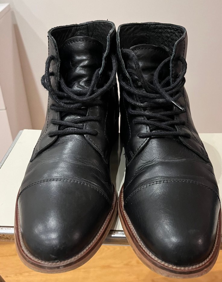 Erkek Siyah Hakiki Deri Bağcıklı Bot - Görsel 2
