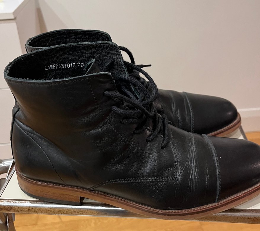 Erkek Siyah Hakiki Deri Bağcıklı Bot - Görsel 3