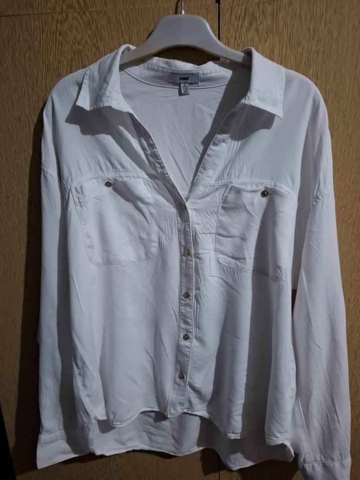 Kadın Beyaz Keten uzun kollu Gömlek - Görsel 2