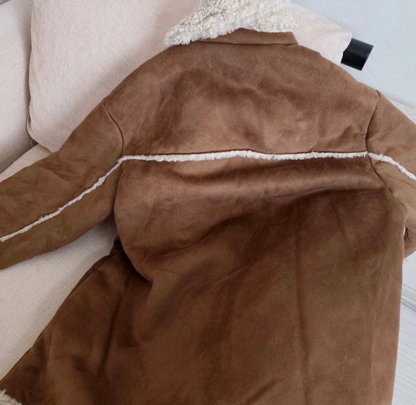 Bej Kadın Peluş Kaban - Görsel 3