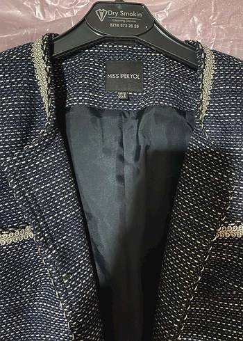 Düğmeli Lacivert Midi Kadın Ceket - Görsel 3