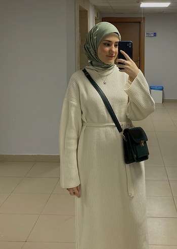 Hooopstore Ekru Kadın Triko Elbise - Görsel 2