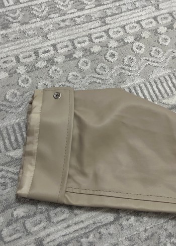 Bej Kadın Deri Ceket, Fermuarlı, Midi Boy - Görsel 4