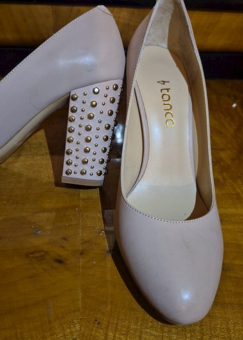 Klasik Bej Stiletto Topuklu Kadın Ayakkabı - Görsel 2