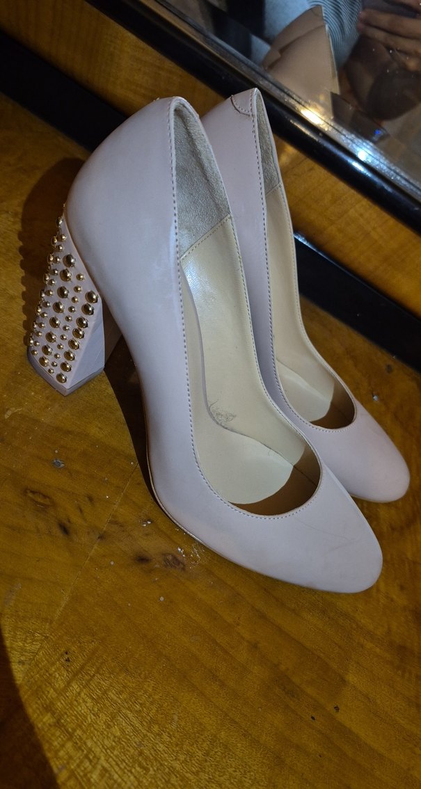 Klasik Bej Stiletto Topuklu Kadın Ayakkabı - Görsel 3