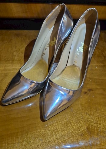 Parlak Gümüş Stiletto - Görsel 4