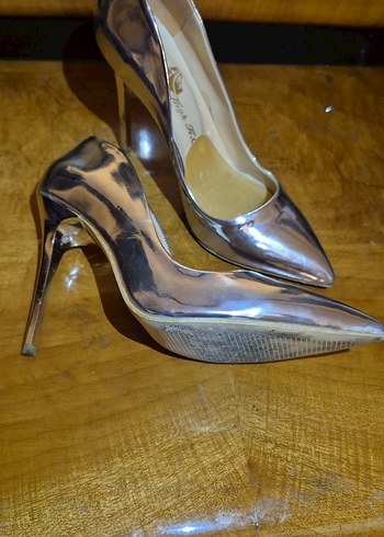 Parlak Gümüş Stiletto - Görsel 2