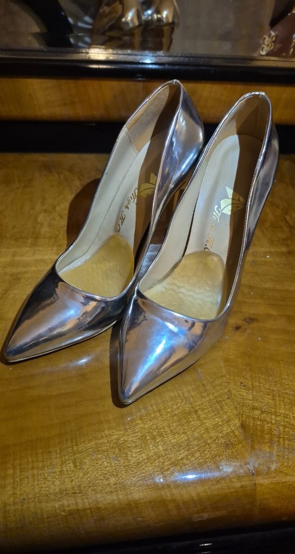 Parlak Gümüş Stiletto - Görsel 4