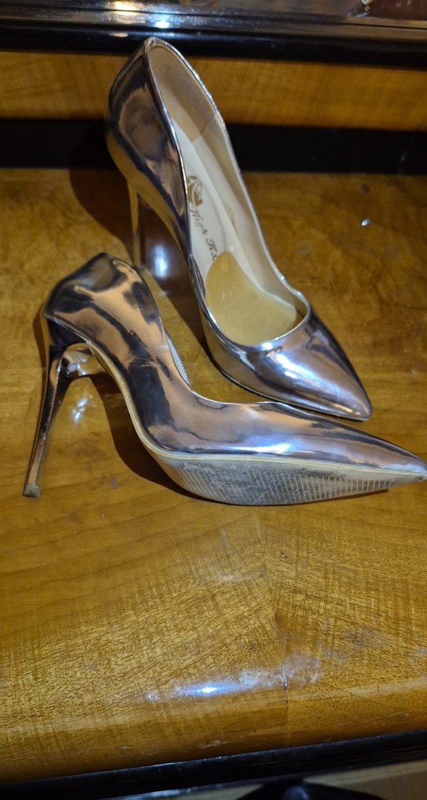 Parlak Gümüş Stiletto - Görsel 2