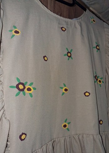 Nakışlı, Uzun Kollu, Bej Kadın Elbise - Görsel 3