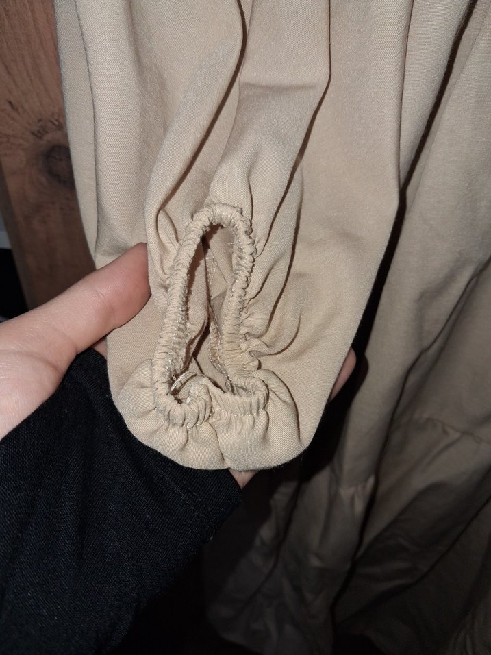 Nakışlı, Uzun Kollu, Bej Kadın Elbise - Görsel 2