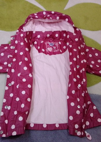 Kız Çocuk Puanlı Kapüşonlu Yağmurluk - Görsel 2