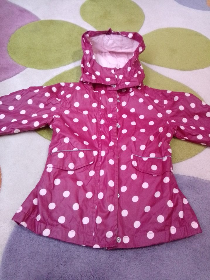 Kız Çocuk Puanlı Kapüşonlu Yağmurluk - Görsel 3