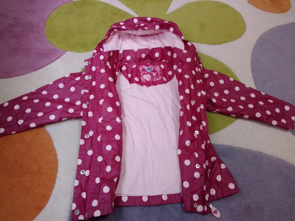 Kız Çocuk Puanlı Kapüşonlu Yağmurluk - Görsel 4
