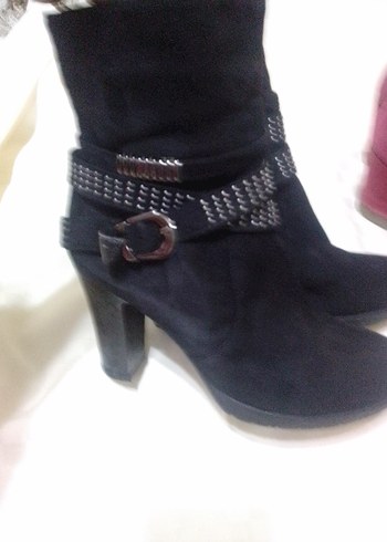 Siyah Yılan Desenli Tokalı Stiletto - Görsel 16