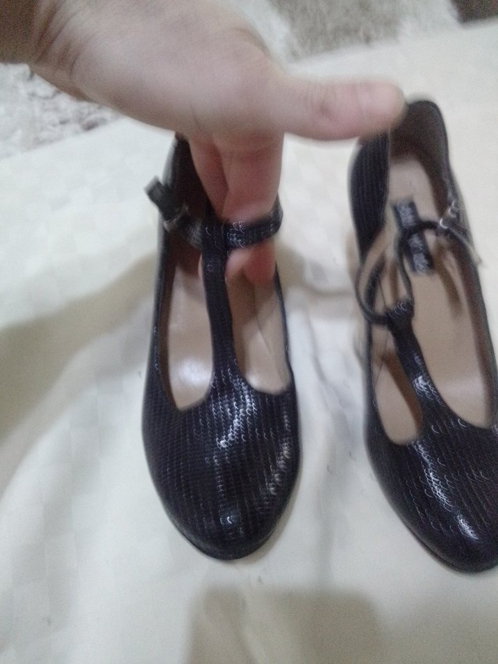 Siyah Yılan Desenli Tokalı Stiletto - Görsel 2