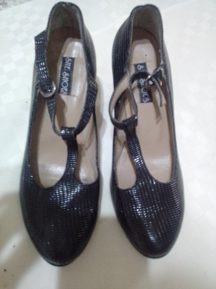 Siyah Yılan Desenli Tokalı Stiletto - Görsel 3