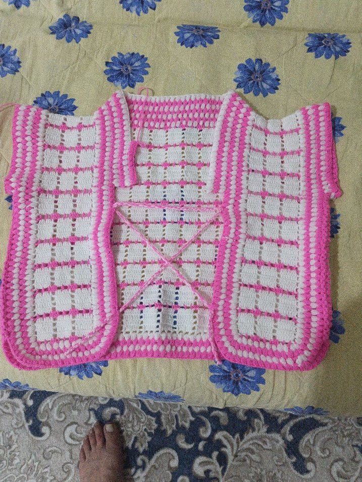 Kız Çocuk Pembe Örgü Panço - Görsel 2