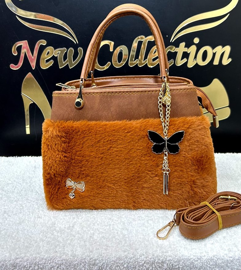 Kürk Detaylı Leopar Desenli Kadın Çanta - Görsel 5