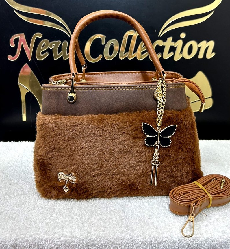 Kürk Detaylı Leopar Desenli Kadın Çanta - Görsel 3