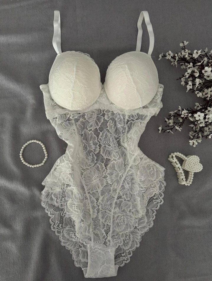 Pastel Pembe Dantel Midi Büstiyer - Görsel 3