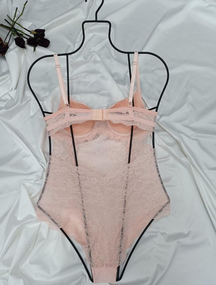 Pastel Pembe Dantel Midi Büstiyer - Görsel 2