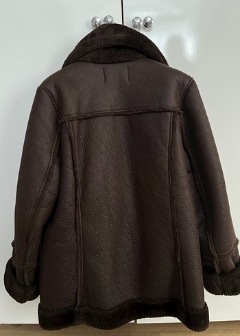 Stradivarius Kahverengi Kürklü Deri Kadın Biker Ceket - Görsel 5