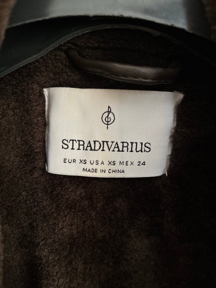 Stradivarius Kahverengi Kürklü Deri Kadın Biker Ceket - Görsel 4